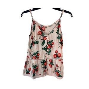 Roxy Blush Pink Floral Cottage Core Peplum Tank Top Women's Size Small